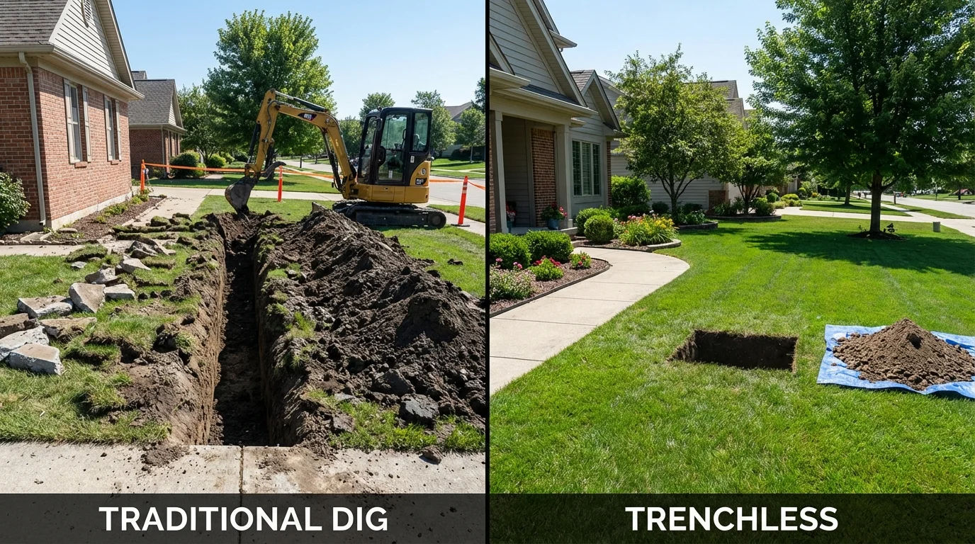 Trenchless sewer repair with minimal yard damage versus traditional excavation in Seminole, TX